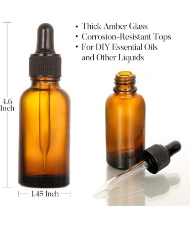 Dark Amber Dropper Bottles Set - 60ml Tincture Eye Droppers for Essential Oils - Includes Funnels & Labels - 2 oz - 24 Pcs - Buy Online on GoSupps.com