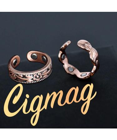 Cigmag 2PCS Copper Magnetic Rings for Women - Adjustable Solid Pure Copper - Gift Box Included - Valentine's Day Jewelry - Buy Online on GoSupps.com