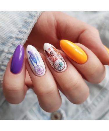 Nail Stamp Plate Kit - Butterfly Flower Feather Designs - 6 Stamping Plates + Stamper & Scraper - Retro Fashion Nail Art Set for Women - Buy Online on GoSupps.com