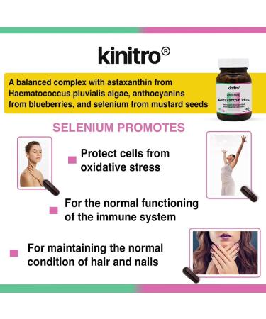 Kinitro Astaxanthin Plus: Premium Vegan Capsule with Astaxanthin Selenium & Blueberry Extract for Optimal Health - 30 Capsules - Buy Online on GoSupps.com