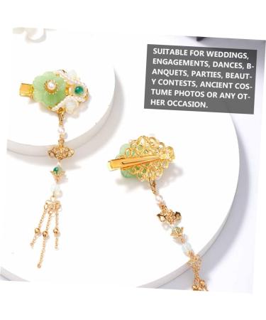 Beaupretty 2 Pairs tassel hair clip Flower Hair Clip hair barrettes for women Chinese Style Hair Clips Bridal Hair Clips decorative chopsticks womens accessories antique jade bride pearl - Buy Online on GoSupps.com
