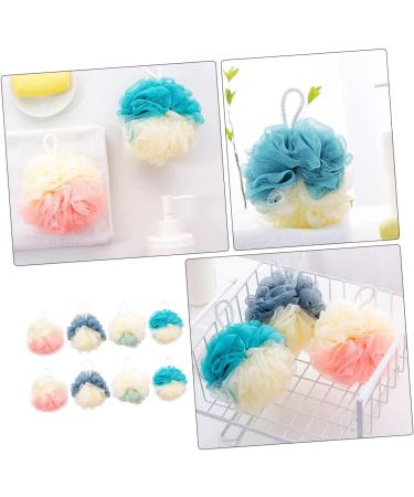 Healeved 8pcs Color Matching Bath Ball Body Scrubber Set - Natural Bath Sponges for Men and Women - Shower Poufs and Body Scrub Mitt - Buy Online on GoSupps.com