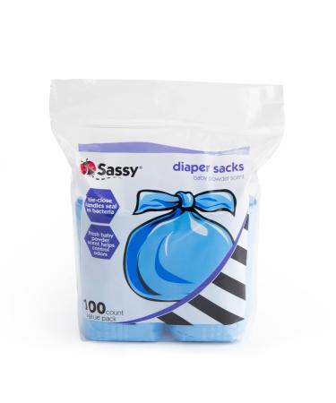 Sassy Disposable Scented Diaper Sacks - 100 Count - 50 Sacks per Roll, Blue (40012) 100 Count (Pack of 1)