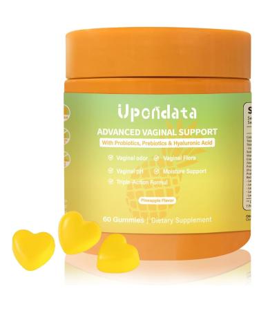 Flora+ Gummies Advanced Vaginal Probiotic Gummies for Women's Ph Balance Vaginal Support Promote Healthy Vaginal Odor & Flora Pineapple Flavored 60 Gummies