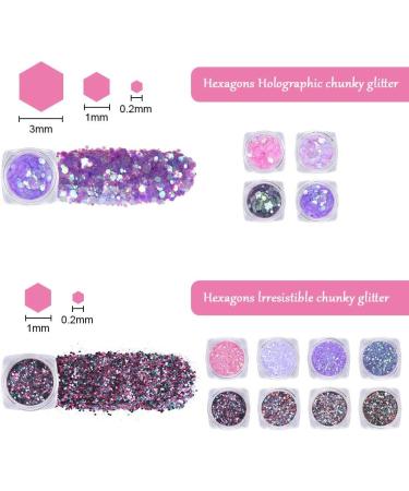 URAQT Chunky Glitter 12 Colors - Holographic Festival Nail & Body Glitter Powder - Buy Online on GoSupps.com