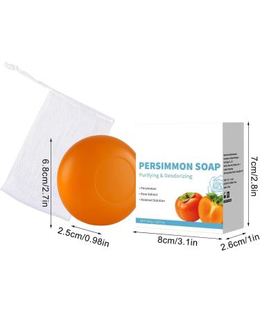  Generisch Persimmon Soap - Solid Natural Soap Deodorising Moisturizing Soap for Gentle Whole Body Intimate Care Body Odor Control with Foam Mesh for Women and Men (3) - Buy Online on GoSupps.com