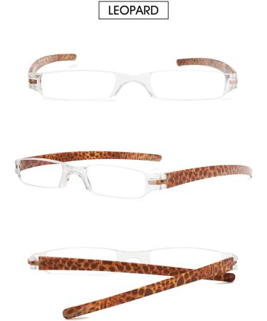 VEVESMUNDO Rimless Reading Glasses for Women - Retro Designer Readers with Floral Case - Leopard 1.5x Optical Glasses - Buy Online on GoSupps.com