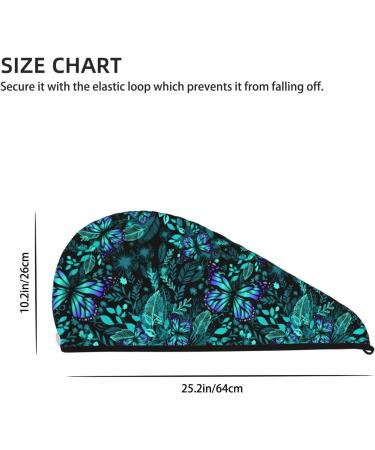 Hair Towel Wrap - Quick Drying Blue Floral & Butterfly Turban | Premium Hair Drying Towel with Button - Buy Online on GoSupps.com
