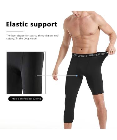 Valcatch Men's 3/4 Compression Legging for Basketball Running | Black+White (Right Short) - Large - Buy Online on GoSupps.com