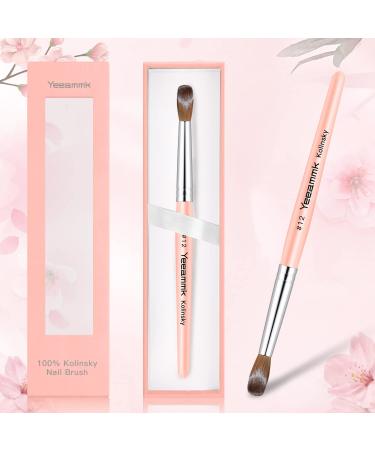Pure Kolinsky Acrylic Nail Brush Size 12 - Pink Wood Handle - Professional Manicure Tool for DIY Home Salon - Cherry Blossom Pink - Buy Online on GoSupps.com