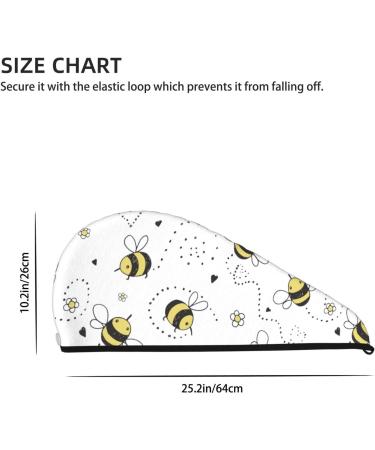 Buy Cartoon Doodle Cute Bees Microfiber Hair Towel - Super Absorbent Coral Velvet Wrap for Long Curly & Thick Hair - Fast International Shipping - Buy Online on GoSupps.com