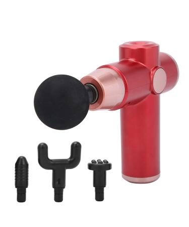 Electric Muscle Massager Mini Fitness Muscle Massager with 4 Massage Heads Relaxation Deep Massager (Red)