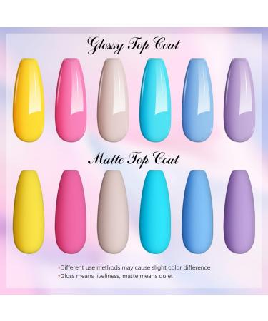 Kastiny 9Pcs Macaron Blue Pink Gel Nail Polish Kit | Soak Off Gel Set with Base, Matte & Glossy Top Coat | Perfect Birthday Gift for Girls - Buy Online on GoSupps.com