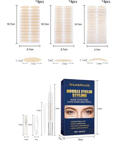 Lace double eyelid sticker with waterproof invisible double eyelid pull strip sticker with fork rod and tweezers suitable for wearing hats sagging uneven and single eyelids - Buy Online on GoSupps.com