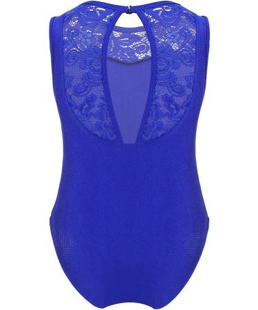 FEESHOW Big Girls' Cap Sleeve Floral Lace Back Leotard in Royal Blue 12-14 - Ballet Dance Costume - Buy Online on GoSupps.com