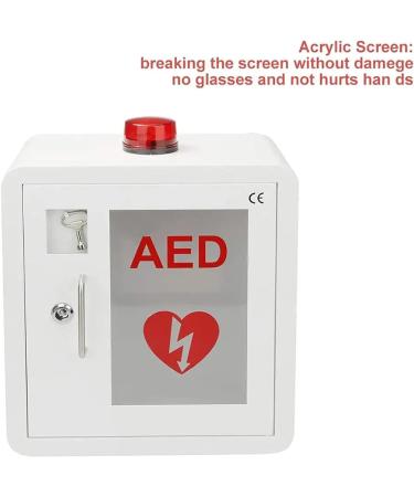 Qianmei AED Wall Cabinet - Outdoor Alarm Box with Transparent Window & Keys | Stainless Steel Handles for Home Office & Public Emergencies - Buy Online on GoSupps.com