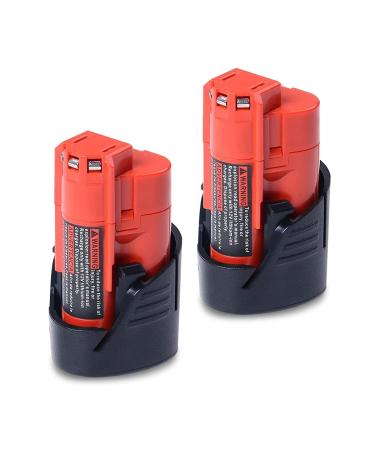BatPower 2 Pack 48-11-2420 12V 3.0AH Compact Battery Replacement for Milwaukee 12V Battery M12 2.0Ah 2.5Ah 1.5Ah 48-11-2425 48-11-2430 48-11-2401 2 Pack 3AH 48-11-2420
