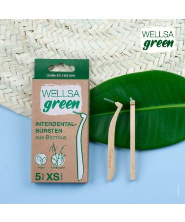 5-Pack Wellsamed Wellsagreen L-Shape Bamboo Interdental Brushes (XS) | Eco-Friendly Oral Care for Healthy Gums - Buy Online on GoSupps.com