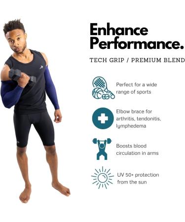CompressionZ UV Protection Arm Sleeve Navy - Men & Women, Elbow Compression 1pc S - Buy Online on GoSupps.com