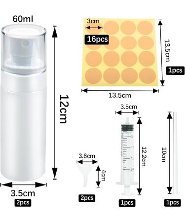 DKBT Small Fine Fog Spray Bottles - 60ml White Plastic Atomizer - 2 Pack for Perfume & Water - Travel-Friendly Mini Empty Spray Bottles - Buy Online on GoSupps.com