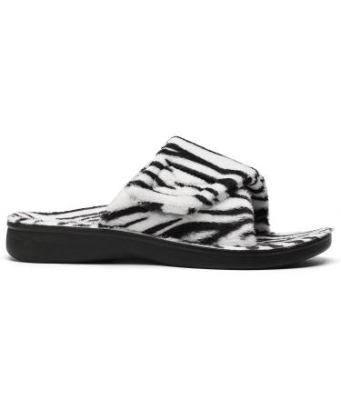 SOLLBEAM Women's 8.5 Zebra Fuzzy House Slippers with Arch Support and Orthotic Heel Cup - Buy Online on GoSupps.com