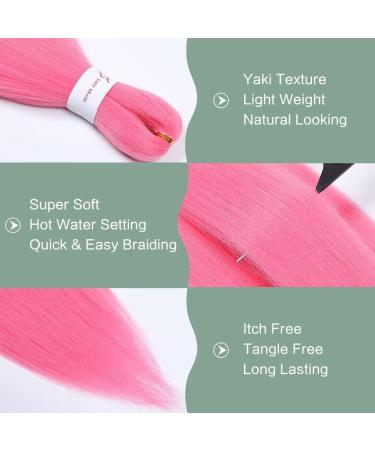 YDDM 26 Inch Pre-Stretched Braiding Hair Extensions - 6 Packs Pink Jumbo Braids for Art Hair Styling - Buy Online on GoSupps.com