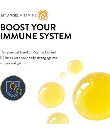Mt. Angel Vitamins Vegan Vitamin D3 & K2 Liquid Supplement | 5000 IU D3 Trans MK7 K2 | Gluten-Free Non-GMO | Daily Sunshine for Adults & Kids - Buy Online on GoSupps.com