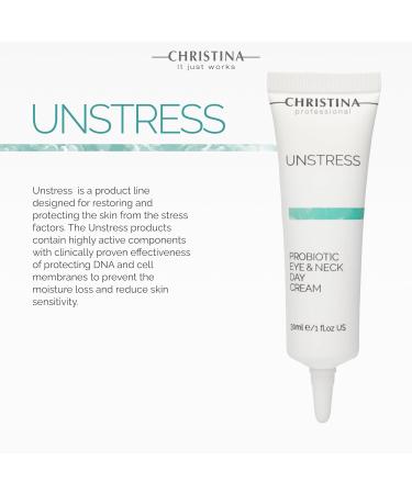 Buy CHRISTINA Unstress Probiotic Eye & Neck Day Cream - Nourishing Peptide Moisturizer for All Skin Types | Soothes & Protects | 1 fl. oz (30 ml) - International Shipping Available - Buy Online on GoSupps.com
