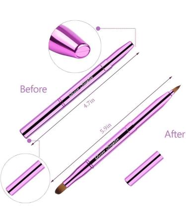 Retractable Dual End Lip Brush Concealer Brush with Cap Lipstick Eyeshadow Foundation Makeup Brushes Gold Black Purple - Buy Online on GoSupps.com