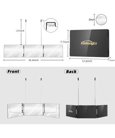 3 Way LED Trifold Mirror for Self Hair Cutting and Styling - Height Adjustable 360 Barber Mirrors for Men and Women - Ideal for Hair Coloring and Braiding - Black - Buy Online on GoSupps.com