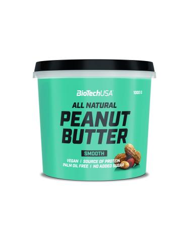 Biotechusa Peanut Butter |Natural vegan protein source |Gluten-free high-fiber palm oil-free 1000 g smooth smooth 1 kg (1 Pack)