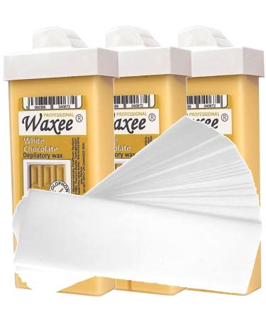 3 x 100ml roll on roller wax cartridge + 50 waxing strips Waxee