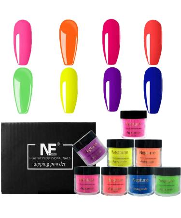 Neptune Dip Powder Nail Kit 8 colors, 1 OZ Per Jar, Colorful Dip Nail powder Set, No Top/Base Coat Activator,for French Manicure Home Salon, No Nail Lamp Need, Easy to Apply, Long-lasting Glitter(Shine)