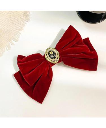 HairBarrettes-Black-red-velvet Luxury Velvet Hair Bow Clip for Thick or Curly Long Hair - Premium Hair Accessories - Buy Online on GoSupps.com