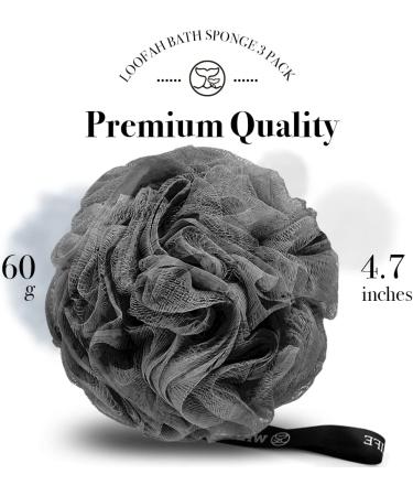 Loofah Sponge Bath Set for Men & Women - 4 Pack Dark Gray | Exfoliating Body Scrubber - Buy Online on GoSupps.com