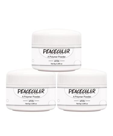 PEACECOLOR 3 x 8g White Acrylic Powder for Nail Extension 3D Carving French Nails Acrylic Nails Supplies AC-27