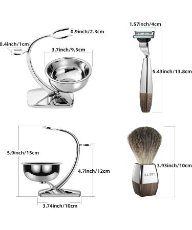 Grutti Razor Set - Deluxe Chrome & Wood Shaving Kit with Bowl Mach 3 Compatible Razor & Brush Stand - Premium International Shipping - Buy Online on GoSupps.com