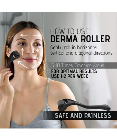Derma Roller Microneedle for Face & Beard Growth Kit - 0.5mm Black Roller for Men - Hair Growth & Care Scalp Roller - Buy Online on GoSupps.com