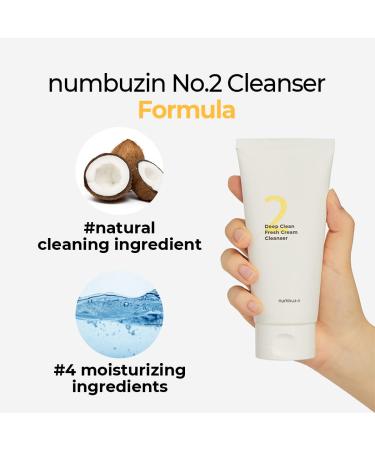 numbuzin No.2 Cleansing Foam | Deep Clean Fresh Cream Cleanser | Foam Cleanser Gentle Exfoliation Deep Cleansing Natural Ingredients | Blackheads Excess Oil Dead Skin Cells | 4.05 fl. oz. - Buy Online on GoSupps.com