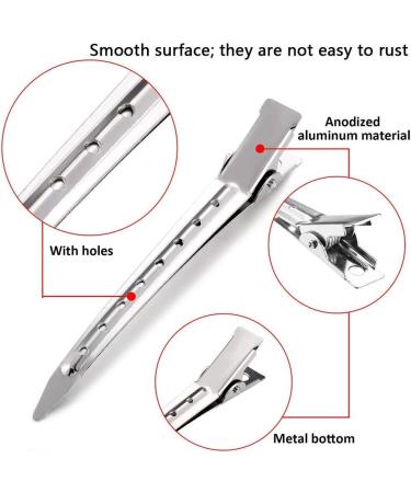 Rmeet Alligator Hair Clips - 24 Pack Metal Crocodile 3.5 Inch Stainless Steel Duck Bill Hair Clamps for Women & Girls - Durable Silver Hair Accessories - Buy Online on GoSupps.com