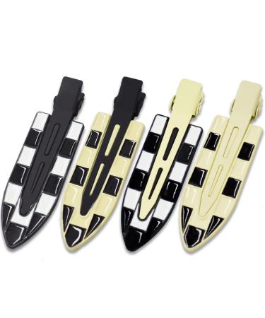 4 Pcs Makeup Hair Clips No Crease Hair Clips No Bend Hair Curl Pins for Girls Women 7cm Black/White