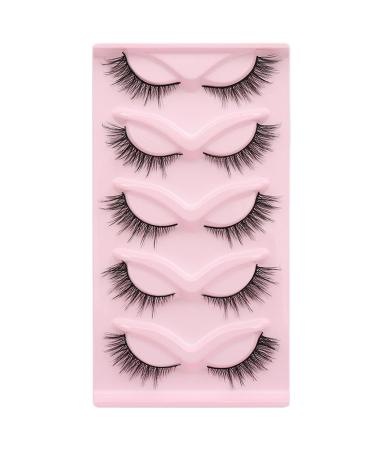 EINCORN 5 Pairs False Eyelash Cats Eye Lashes Thick Foxes Eyelashes Natural False Eyelash Artificial Eyelashes for Party