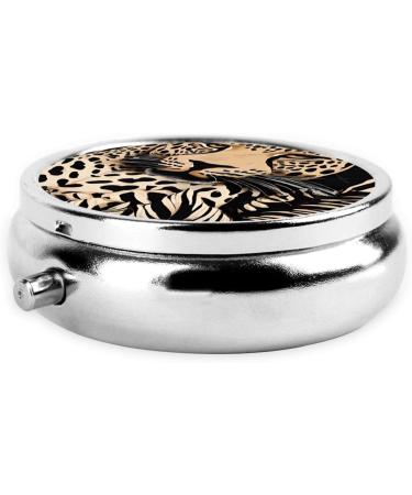Leopard Pattern Round Pill Box | 3 Compartment Travel Medicine Organizer | Mini Decorative Pill Case for Vitamins & Tablets - Buy Online on GoSupps.com