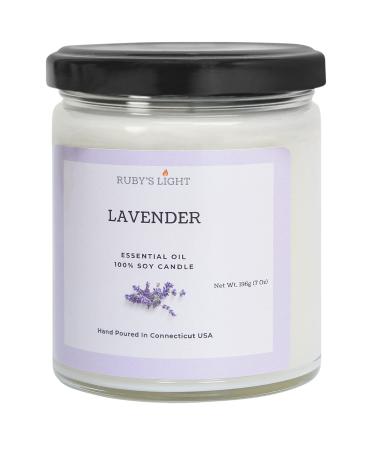 Lavender Essential Oil Candle | Aromatherapy for The Home | 9 Oz Glass Jar | All-Natural Soy Candles | Cotton Wick | High Scent | 40 Hours Burn Time | Gift for Women & Men