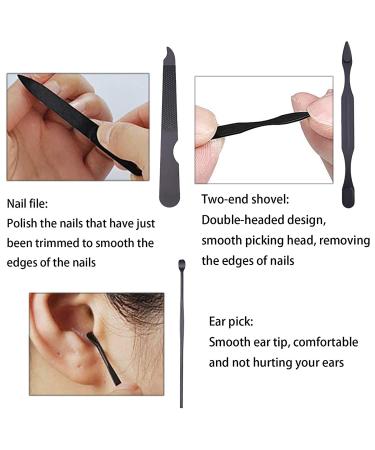 Rnitle Luxury 7-in-1 Manicure Set - Stainless Steel Nail Clipper & Pedicure Tools in Black PU Leather - Travel Beauty Kit - Buy Online on GoSupps.com