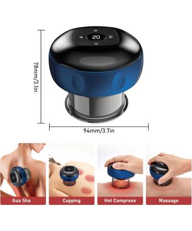 Rechargeable Electric Cupping Massage Device - 6/12 Gear Professional Intelligent Therapy | Portable Cupping for Home Office & Travel (Blue) - Buy Online on GoSupps.com
