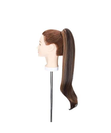 Curly Clip-In Ponytail Extensions - 55cm Wavy Synthetic Hair for Women - Dark Brown & Sandy Blonde - Buy Online on GoSupps.com