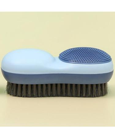 Two-Sided Laundry Stain Remover Brush Soft Bristle for Scrubbing Out Tough Stains on Wool Cashmere Delicate Fabrics Knits Cotton Leather Easy to Grip Hand Washing Clothes Brushes Blue