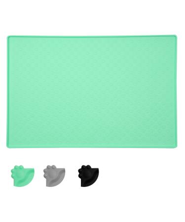 Moacc feed mats for dogs cats food base underlay silicone feed mats slipproof and waterproof for dog cat green paws pattern 47x30cm small green pods pattern