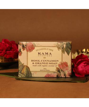 Kama Ayurveda Rose Orange & Cinnamon Soap - Organic Coconut Jojoba & Castor Oils 125g - International Shipping - Buy Online on GoSupps.com